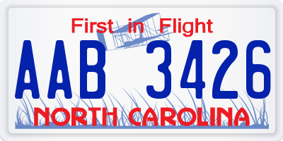 NC license plate AAB3426