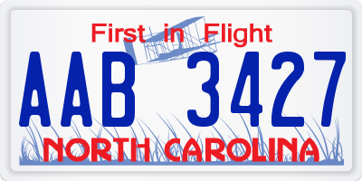 NC license plate AAB3427