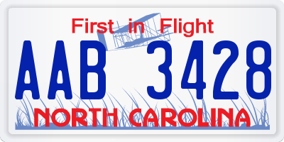 NC license plate AAB3428