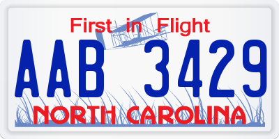 NC license plate AAB3429