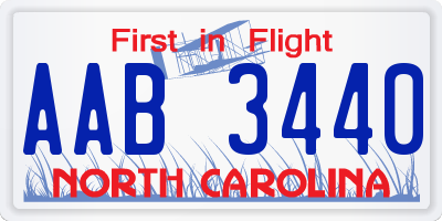 NC license plate AAB3440