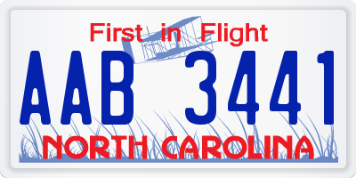 NC license plate AAB3441