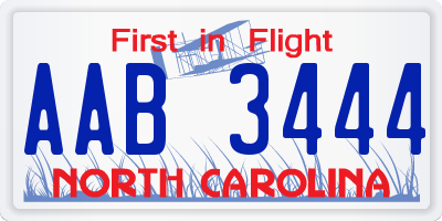 NC license plate AAB3444