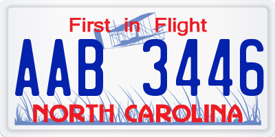NC license plate AAB3446