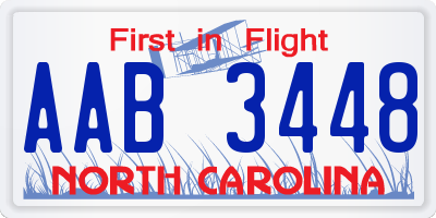 NC license plate AAB3448