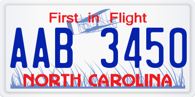 NC license plate AAB3450