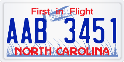 NC license plate AAB3451