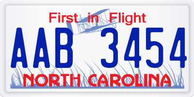 NC license plate AAB3454