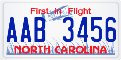 NC license plate AAB3456