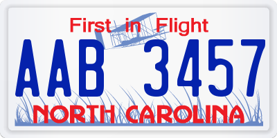 NC license plate AAB3457