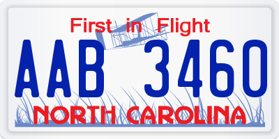 NC license plate AAB3460