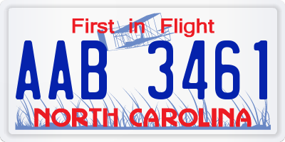 NC license plate AAB3461