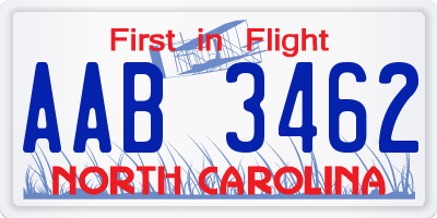 NC license plate AAB3462