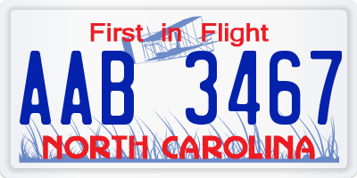 NC license plate AAB3467