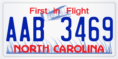 NC license plate AAB3469
