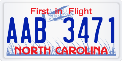 NC license plate AAB3471