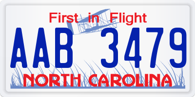 NC license plate AAB3479