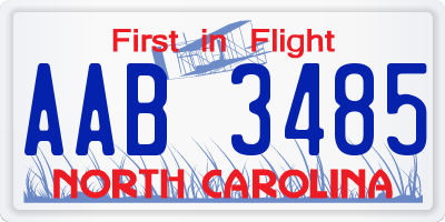 NC license plate AAB3485