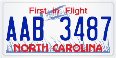 NC license plate AAB3487