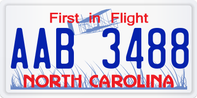 NC license plate AAB3488