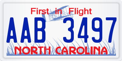 NC license plate AAB3497