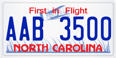 NC license plate AAB3500