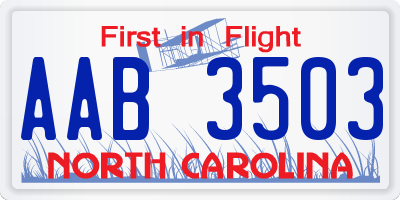 NC license plate AAB3503