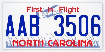 NC license plate AAB3506