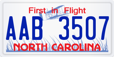 NC license plate AAB3507