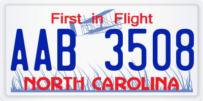 NC license plate AAB3508