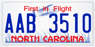NC license plate AAB3510