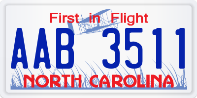 NC license plate AAB3511