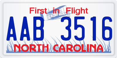 NC license plate AAB3516
