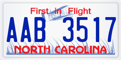NC license plate AAB3517