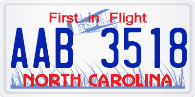 NC license plate AAB3518