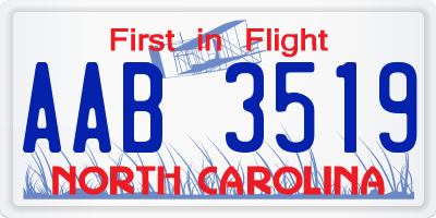 NC license plate AAB3519