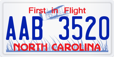 NC license plate AAB3520