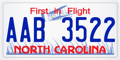 NC license plate AAB3522