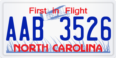 NC license plate AAB3526