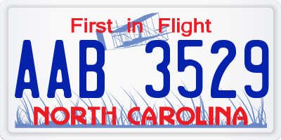 NC license plate AAB3529