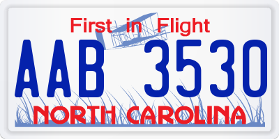 NC license plate AAB3530