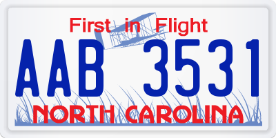 NC license plate AAB3531