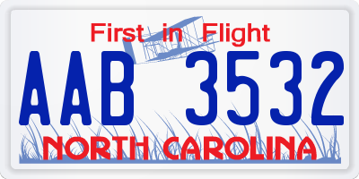 NC license plate AAB3532