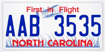 NC license plate AAB3535