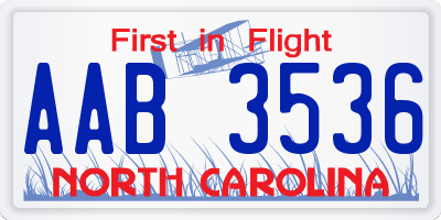 NC license plate AAB3536