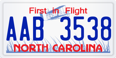 NC license plate AAB3538