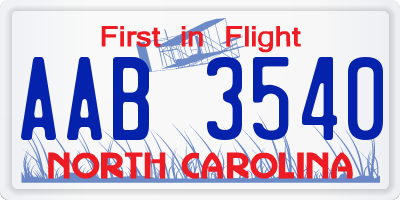 NC license plate AAB3540