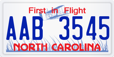 NC license plate AAB3545