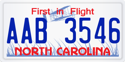 NC license plate AAB3546