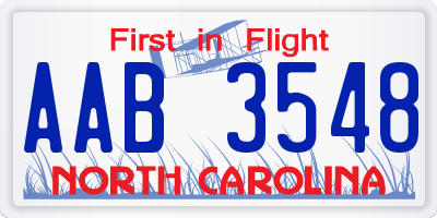 NC license plate AAB3548